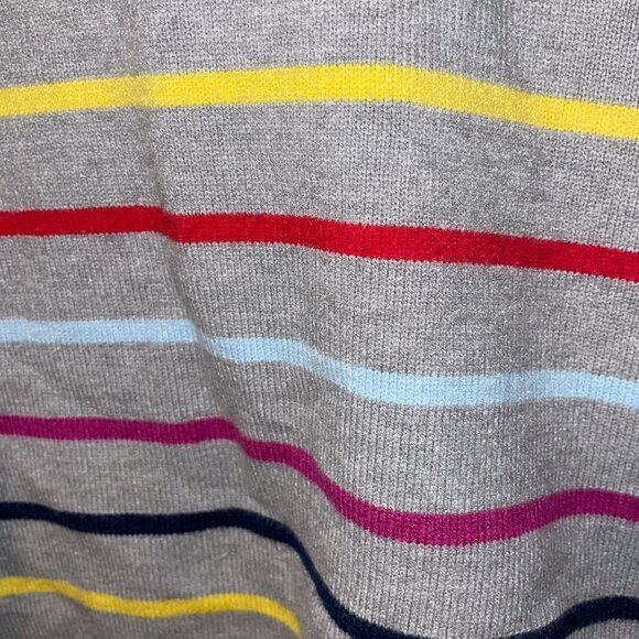La Ligne Stripe Sweater Crew Neck Size 2X Gray, Red, Yellow 3% Cashmere - Picture 5 of 7